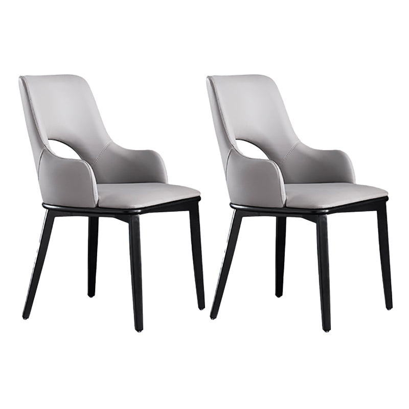 Modern Style Wood Arm Chair Open Back Upholstered Dining Side Chair Light Gray 2 Piece Set Clearhalo 'Dining Chairs' 'Dining Tables & Seating' 'dining_chair' 'furn' 'furn_dining_chair' 'Furniture' 'furniture_dining_chair' 'Kitchen & Dining Furniture' 4819135