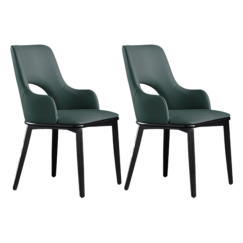 Modern Style Wood Arm Chair Open Back Upholstered Dining Side Chair Blue 2 Piece Set Clearhalo 'Dining Chairs' 'Dining Tables & Seating' 'dining_chair' 'furn' 'furn_dining_chair' 'Furniture' 'furniture_dining_chair' 'Kitchen & Dining Furniture' 4819141