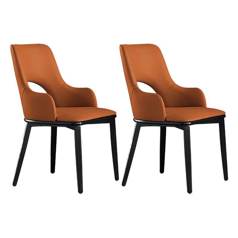 Modern Style Wood Arm Chair Open Back Upholstered Dining Side Chair Coffee 2 Piece Set Clearhalo 'Dining Chairs' 'Dining Tables & Seating' 'dining_chair' 'furn' 'furn_dining_chair' 'Furniture' 'furniture_dining_chair' 'Kitchen & Dining Furniture' 4819144