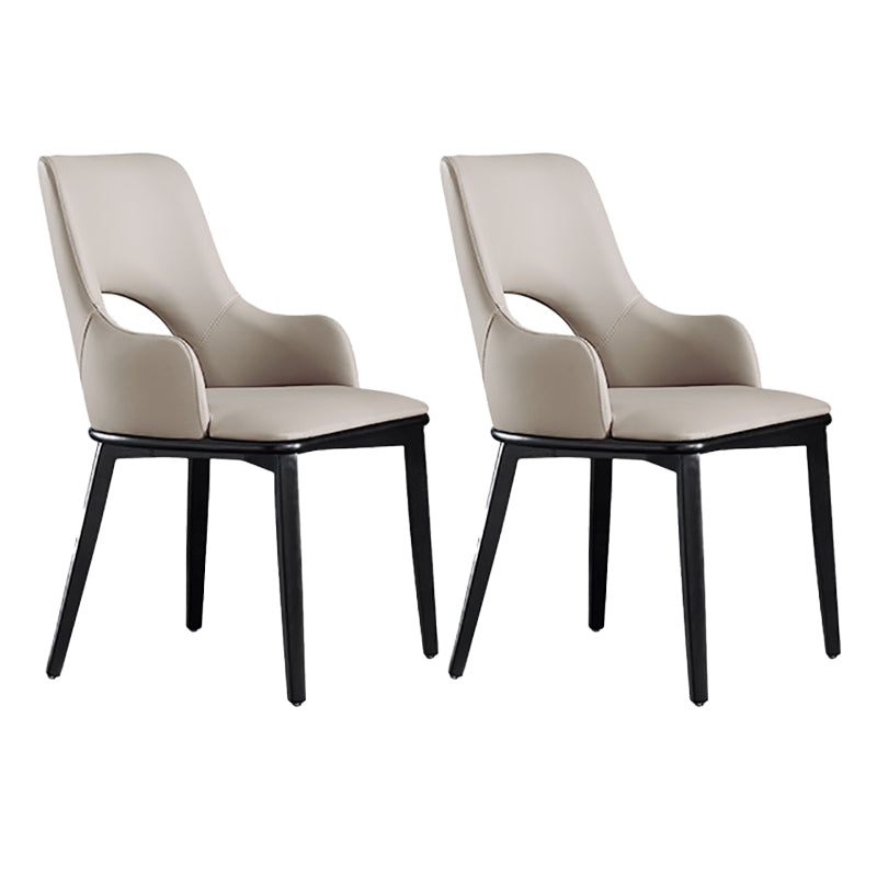 Modern Style Wood Arm Chair Open Back Upholstered Dining Side Chair Apricot 2 Piece Set Clearhalo 'Dining Chairs' 'Dining Tables & Seating' 'dining_chair' 'furn' 'furn_dining_chair' 'Furniture' 'furniture_dining_chair' 'Kitchen & Dining Furniture' 4819145