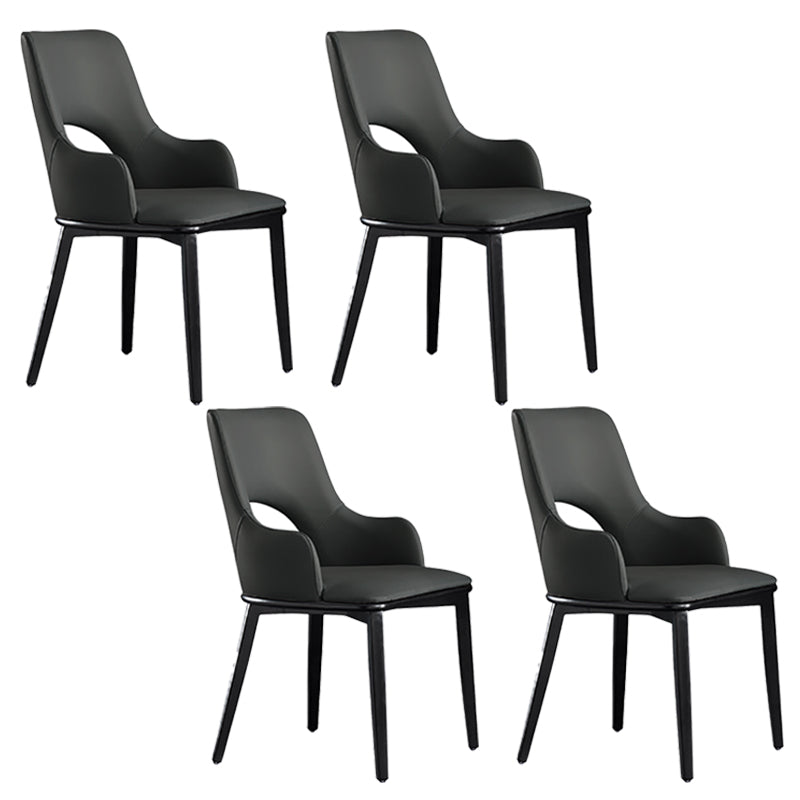 Modern Style Wood Arm Chair Open Back Upholstered Dining Side Chair Black 4 Piece Set Clearhalo 'Dining Chairs' 'Dining Tables & Seating' 'dining_chair' 'furn' 'furn_dining_chair' 'Furniture' 'furniture_dining_chair' 'Kitchen & Dining Furniture' 4819147