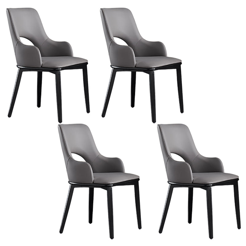 Modern Style Wood Arm Chair Open Back Upholstered Dining Side Chair Dark Gray 4 Piece Set Clearhalo 'Dining Chairs' 'Dining Tables & Seating' 'dining_chair' 'furn' 'furn_dining_chair' 'Furniture' 'furniture_dining_chair' 'Kitchen & Dining Furniture' 4819148