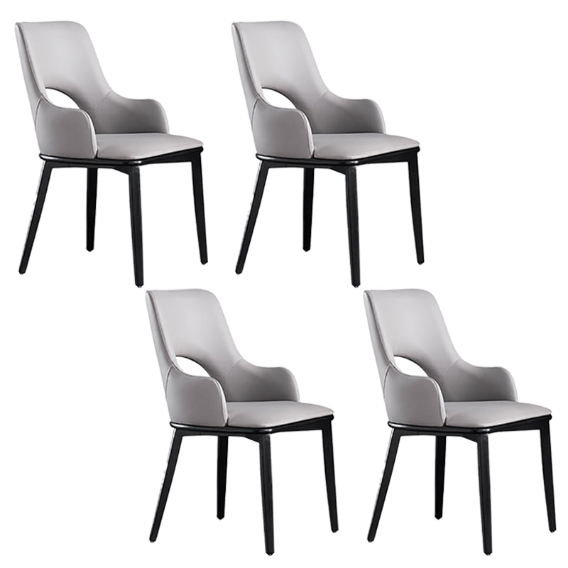Modern Style Wood Arm Chair Open Back Upholstered Dining Side Chair Light Gray 4 Piece Set Clearhalo 'Dining Chairs' 'Dining Tables & Seating' 'dining_chair' 'furn' 'furn_dining_chair' 'Furniture' 'furniture_dining_chair' 'Kitchen & Dining Furniture' 4819149