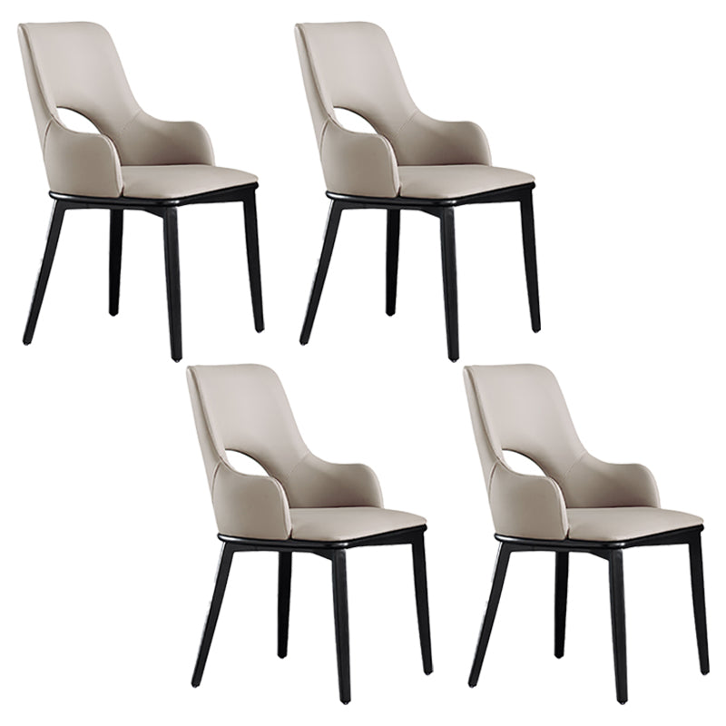 Modern Style Wood Arm Chair Open Back Upholstered Dining Side Chair Apricot 4 Piece Set Clearhalo 'Dining Chairs' 'Dining Tables & Seating' 'dining_chair' 'furn' 'furn_dining_chair' 'Furniture' 'furniture_dining_chair' 'Kitchen & Dining Furniture' 4819154