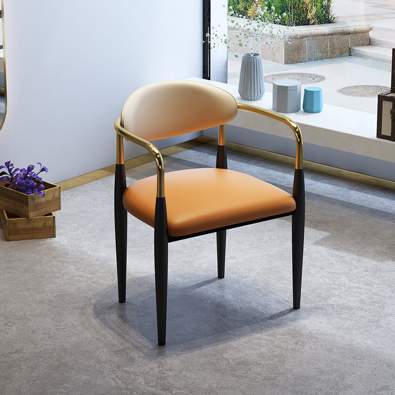 Glam Metal Dining Room Chairs Open Back Dining Side Chair in Black Orange 1 Piece Clearhalo 'Dining Chairs' 'Dining Tables & Seating' 'dining_chair' 'furn' 'furn_dining_chair' 'Furniture' 'furniture_dining_chair' 'Kitchen & Dining Furniture' 4819169