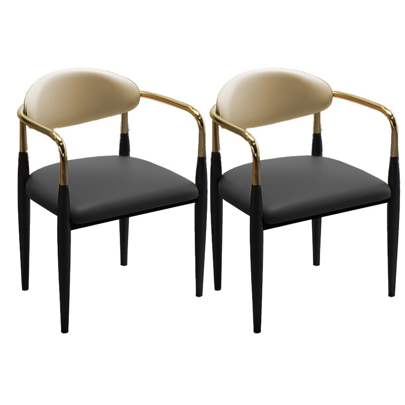 Glam Metal Dining Room Chairs Open Back Dining Side Chair in Black Black 2 Piece Set Clearhalo 'Dining Chairs' 'Dining Tables & Seating' 'dining_chair' 'furn' 'furn_dining_chair' 'Furniture' 'furniture_dining_chair' 'Kitchen & Dining Furniture' 4819171