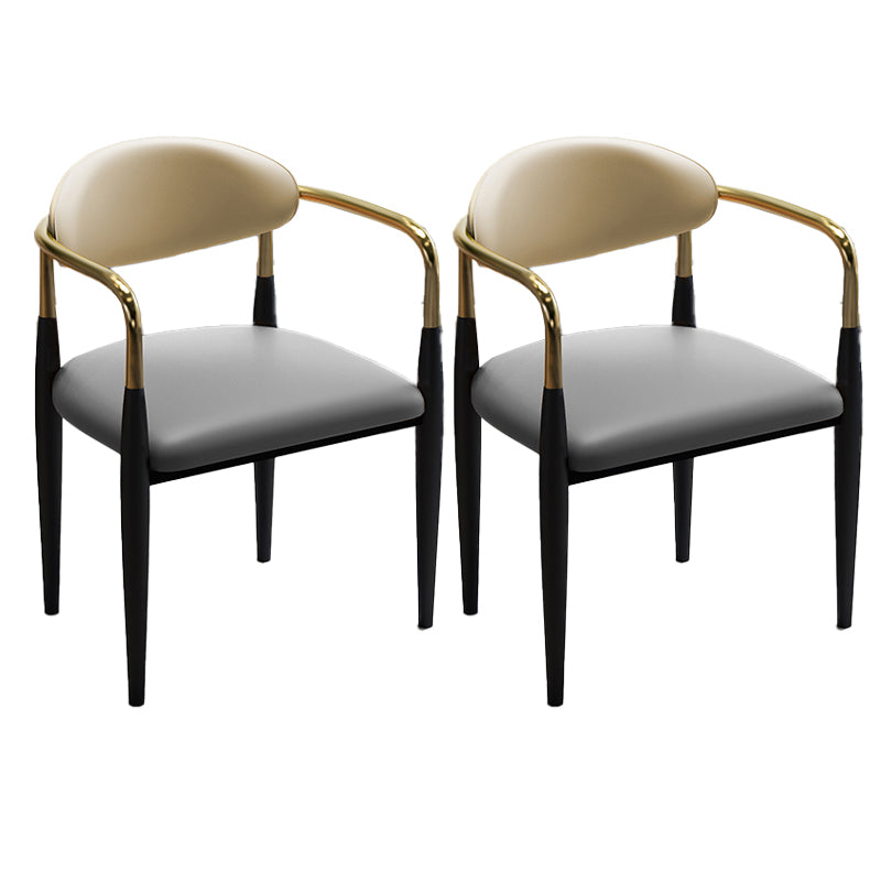 Glam Metal Dining Room Chairs Open Back Dining Side Chair in Black Grey 2 Piece Set Clearhalo 'Dining Chairs' 'Dining Tables & Seating' 'dining_chair' 'furn' 'furn_dining_chair' 'Furniture' 'furniture_dining_chair' 'Kitchen & Dining Furniture' 4819173