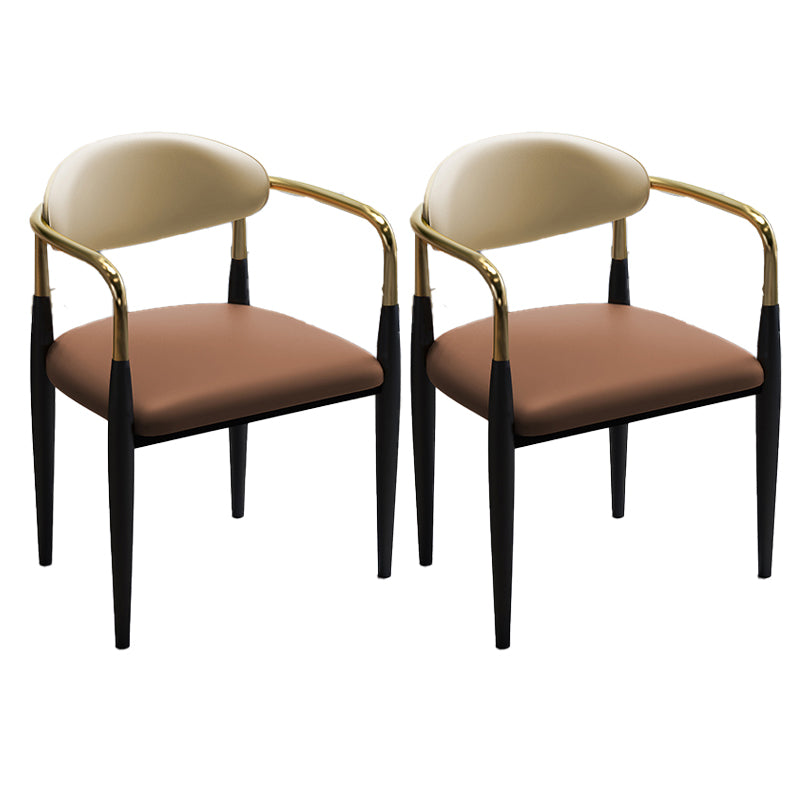 Glam Metal Dining Room Chairs Open Back Dining Side Chair in Black Coffee 2 Piece Set Clearhalo 'Dining Chairs' 'Dining Tables & Seating' 'dining_chair' 'furn' 'furn_dining_chair' 'Furniture' 'furniture_dining_chair' 'Kitchen & Dining Furniture' 4819182