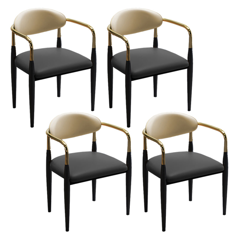 Glam Metal Dining Room Chairs Open Back Dining Side Chair in Black Black 4 Piece Set Clearhalo 'Dining Chairs' 'Dining Tables & Seating' 'dining_chair' 'furn' 'furn_dining_chair' 'Furniture' 'furniture_dining_chair' 'Kitchen & Dining Furniture' 4819184