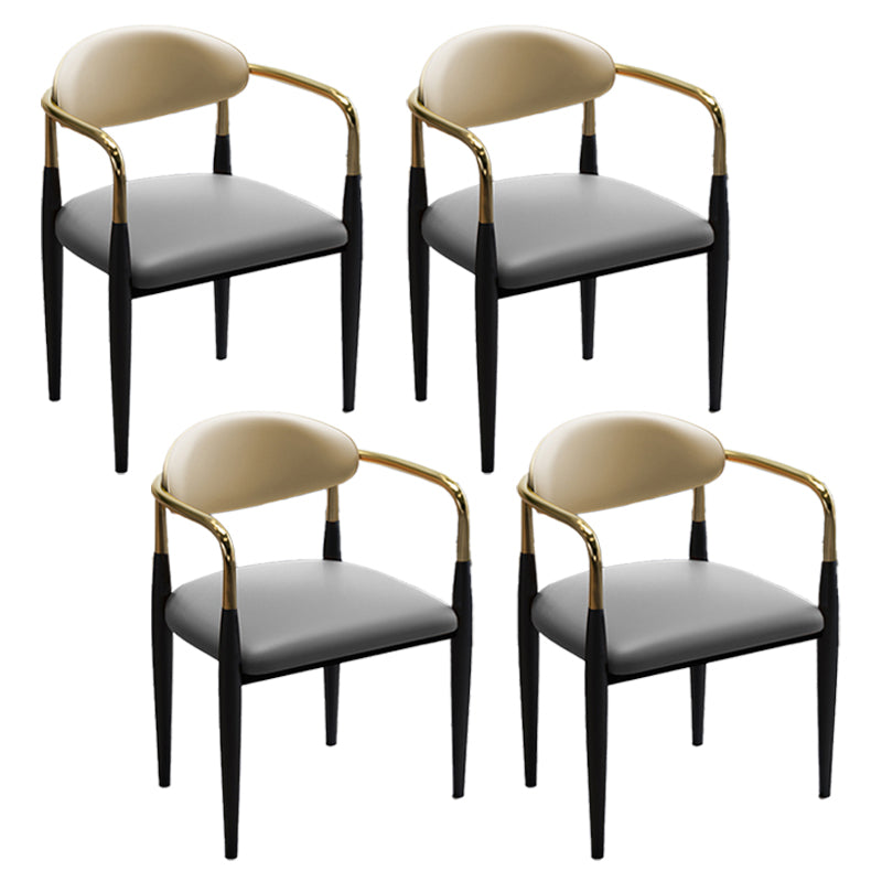 Glam Metal Dining Room Chairs Open Back Dining Side Chair in Black Grey 4 Piece Set Clearhalo 'Dining Chairs' 'Dining Tables & Seating' 'dining_chair' 'furn' 'furn_dining_chair' 'Furniture' 'furniture_dining_chair' 'Kitchen & Dining Furniture' 4819185