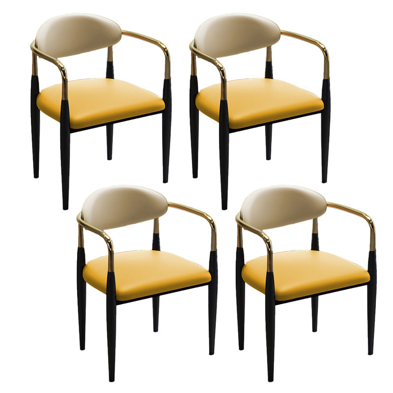 Glam Metal Dining Room Chairs Open Back Dining Side Chair in Black Yellow 4 Piece Set Clearhalo 'Dining Chairs' 'Dining Tables & Seating' 'dining_chair' 'furn' 'furn_dining_chair' 'Furniture' 'furniture_dining_chair' 'Kitchen & Dining Furniture' 4819186