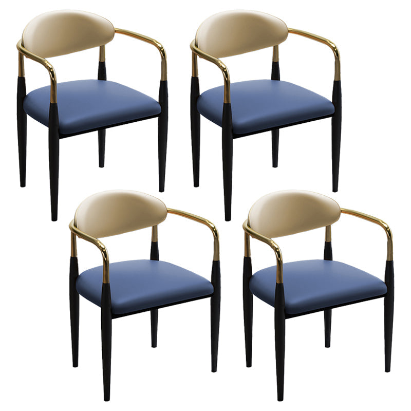 Glam Metal Dining Room Chairs Open Back Dining Side Chair in Black Blue 4 Piece Set Clearhalo 'Dining Chairs' 'Dining Tables & Seating' 'dining_chair' 'furn' 'furn_dining_chair' 'Furniture' 'furniture_dining_chair' 'Kitchen & Dining Furniture' 4819187