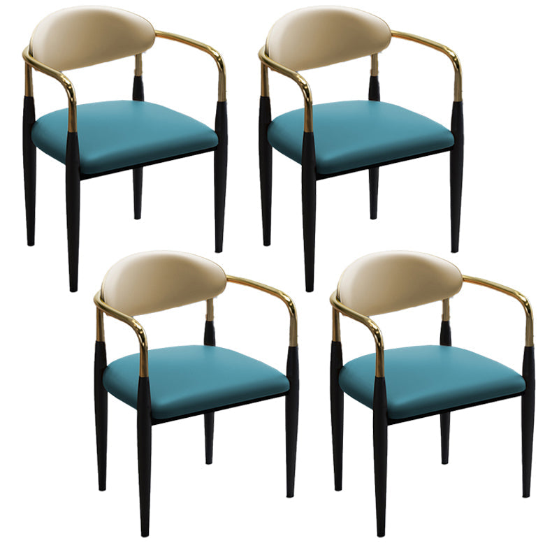 Glam Metal Dining Room Chairs Open Back Dining Side Chair in Black Green 4 Piece Set Clearhalo 'Dining Chairs' 'Dining Tables & Seating' 'dining_chair' 'furn' 'furn_dining_chair' 'Furniture' 'furniture_dining_chair' 'Kitchen & Dining Furniture' 4819188