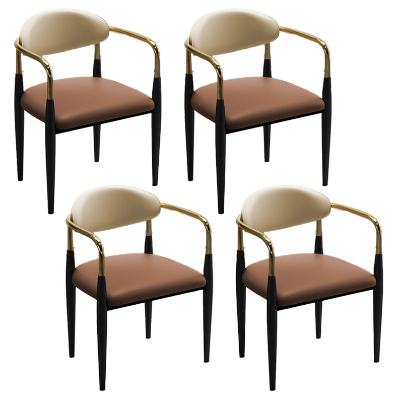 Glam Metal Dining Room Chairs Open Back Dining Side Chair in Black Coffee 4 Piece Set Clearhalo 'Dining Chairs' 'Dining Tables & Seating' 'dining_chair' 'furn' 'furn_dining_chair' 'Furniture' 'furniture_dining_chair' 'Kitchen & Dining Furniture' 4819189