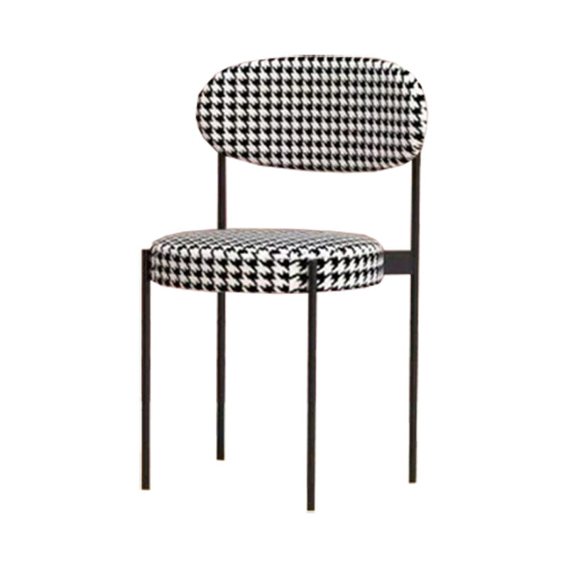 Modern Style Metal Chair Open Back Dining Side Chair with Upholstered Black White 1 Piece Clearhalo 'Dining Chairs' 'Dining Tables & Seating' 'dining_chair' 'furn' 'furn_dining_chair' 'Furniture' 'furniture_dining_chair' 'Kitchen & Dining Furniture' 4819193