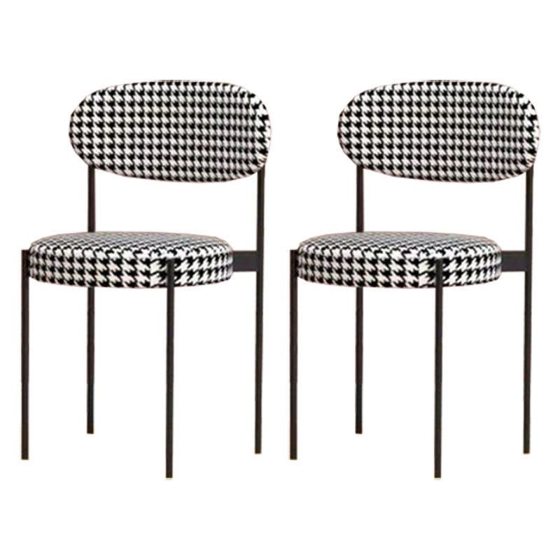 Modern Style Metal Chair Open Back Dining Side Chair with Upholstered Black White 2 Piece Set Clearhalo 'Dining Chairs' 'Dining Tables & Seating' 'dining_chair' 'furn' 'furn_dining_chair' 'Furniture' 'furniture_dining_chair' 'Kitchen & Dining Furniture' 4819194