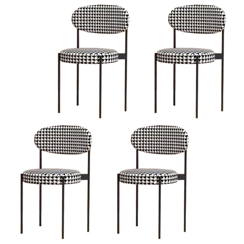 Modern Style Metal Chair Open Back Dining Side Chair with Upholstered Black White 4 Piece Set Clearhalo 'Dining Chairs' 'Dining Tables & Seating' 'dining_chair' 'furn' 'furn_dining_chair' 'Furniture' 'furniture_dining_chair' 'Kitchen & Dining Furniture' 4819197