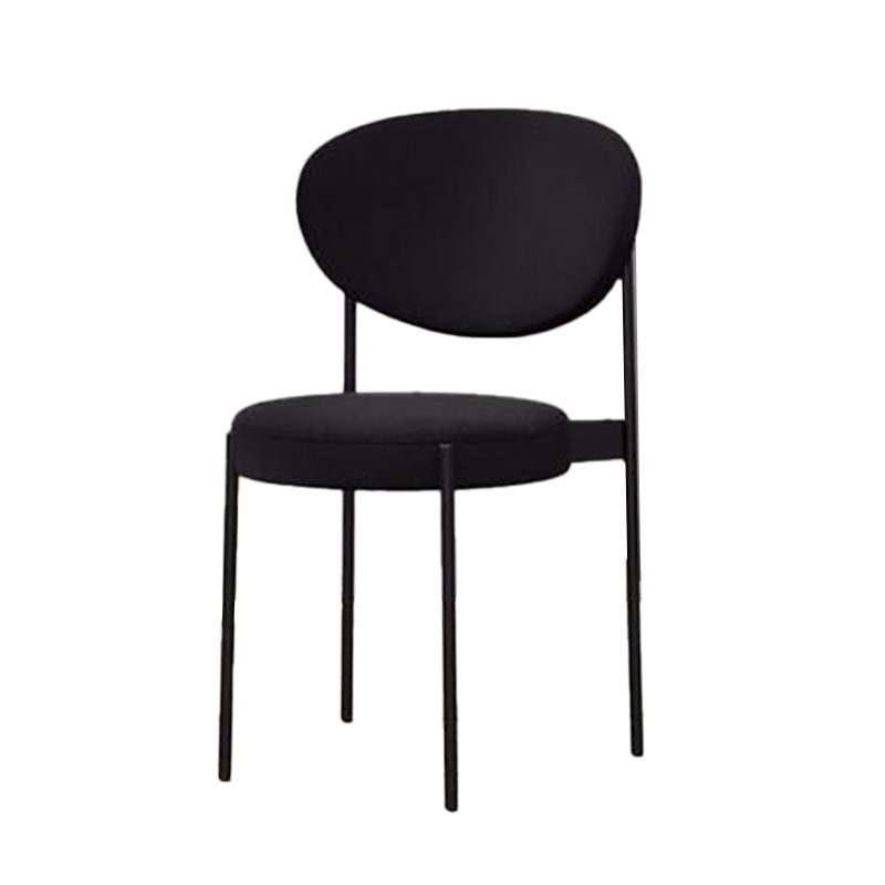 Modern Style Metal Chair Open Back Dining Side Chair with Upholstered Black 1 Piece Clearhalo 'Dining Chairs' 'Dining Tables & Seating' 'dining_chair' 'furn' 'furn_dining_chair' 'Furniture' 'furniture_dining_chair' 'Kitchen & Dining Furniture' 4819199