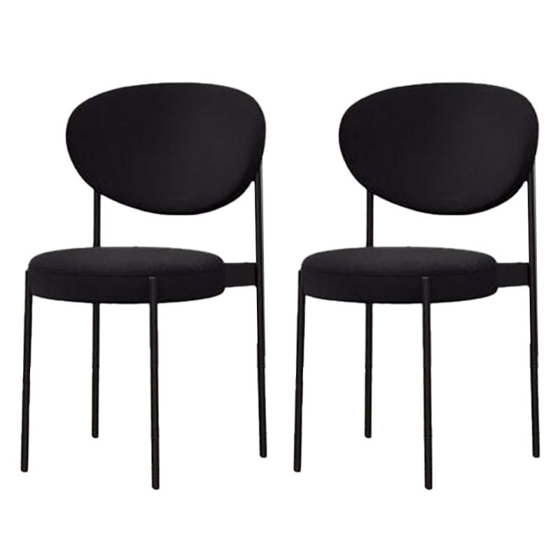 Modern Style Metal Chair Open Back Dining Side Chair with Upholstered Black 2 Piece Set Clearhalo 'Dining Chairs' 'Dining Tables & Seating' 'dining_chair' 'furn' 'furn_dining_chair' 'Furniture' 'furniture_dining_chair' 'Kitchen & Dining Furniture' 4819201