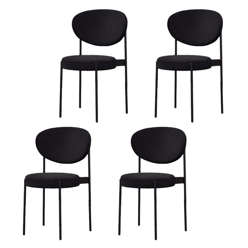 Modern Style Metal Chair Open Back Dining Side Chair with Upholstered Black 4 Piece Set Clearhalo 'Dining Chairs' 'Dining Tables & Seating' 'dining_chair' 'furn' 'furn_dining_chair' 'Furniture' 'furniture_dining_chair' 'Kitchen & Dining Furniture' 4819203