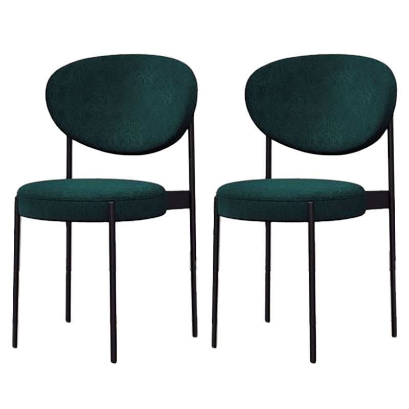 Modern Style Metal Chair Open Back Dining Side Chair with Upholstered Green-Black 2 Piece Set Clearhalo 'Dining Chairs' 'Dining Tables & Seating' 'dining_chair' 'furn' 'furn_dining_chair' 'Furniture' 'furniture_dining_chair' 'Kitchen & Dining Furniture' 4819207