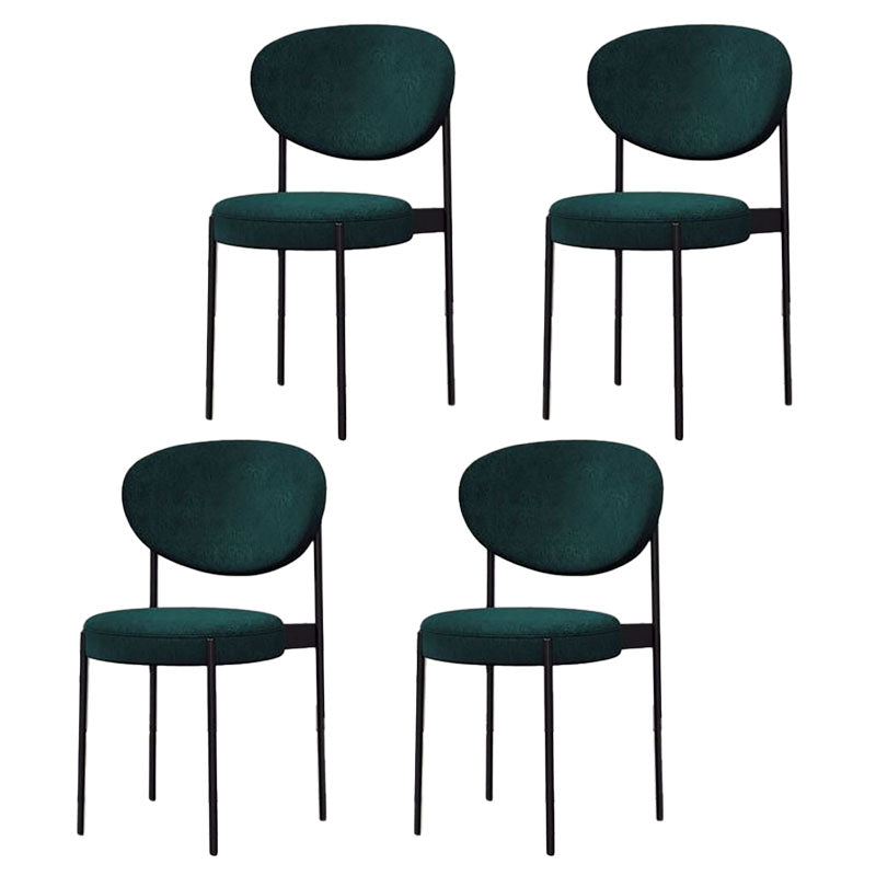 Modern Style Metal Chair Open Back Dining Side Chair with Upholstered Green-Black 4 Piece Set Clearhalo 'Dining Chairs' 'Dining Tables & Seating' 'dining_chair' 'furn' 'furn_dining_chair' 'Furniture' 'furniture_dining_chair' 'Kitchen & Dining Furniture' 4819208