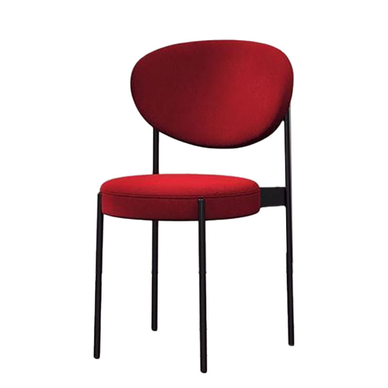 Modern Style Metal Chair Open Back Dining Side Chair with Upholstered Burgundy 1 Piece Clearhalo 'Dining Chairs' 'Dining Tables & Seating' 'dining_chair' 'furn' 'furn_dining_chair' 'Furniture' 'furniture_dining_chair' 'Kitchen & Dining Furniture' 4819210
