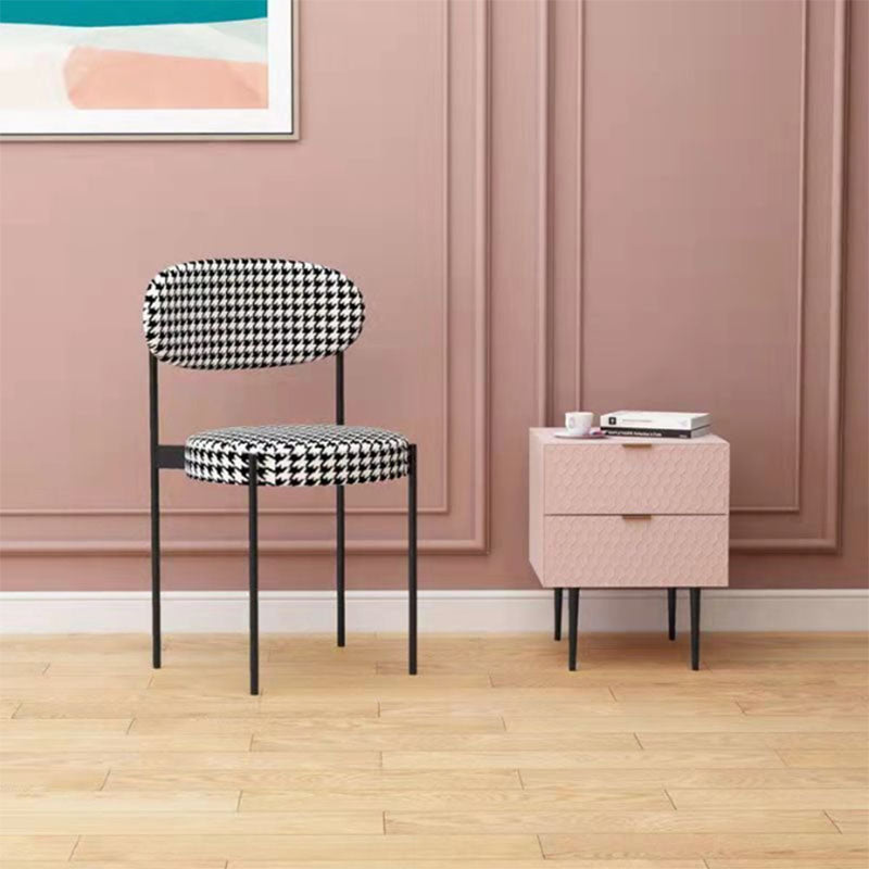 Modern Style Metal Chair Open Back Dining Side Chair with Upholstered Clearhalo 'Dining Chairs' 'Dining Tables & Seating' 'dining_chair' 'furn' 'furn_dining_chair' 'Furniture' 'furniture_dining_chair' 'Kitchen & Dining Furniture' 4819211