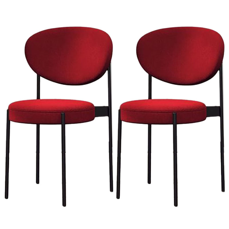 Modern Style Metal Chair Open Back Dining Side Chair with Upholstered Burgundy 2 Piece Set Clearhalo 'Dining Chairs' 'Dining Tables & Seating' 'dining_chair' 'furn' 'furn_dining_chair' 'Furniture' 'furniture_dining_chair' 'Kitchen & Dining Furniture' 4819213