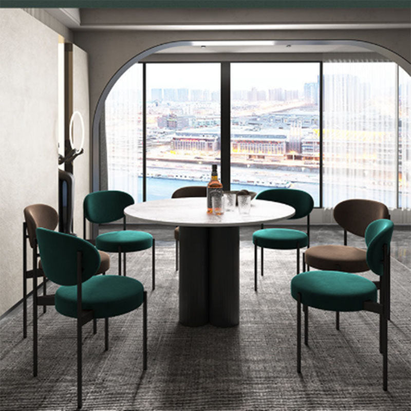 Modern Style Metal Chair Open Back Dining Side Chair with Upholstered Clearhalo 'Dining Chairs' 'Dining Tables & Seating' 'dining_chair' 'furn' 'furn_dining_chair' 'Furniture' 'furniture_dining_chair' 'Kitchen & Dining Furniture' 4819214