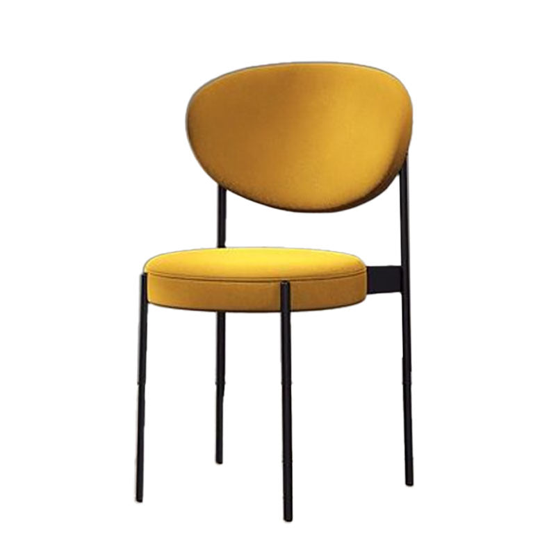Modern Style Metal Chair Open Back Dining Side Chair with Upholstered Yellow 1 Piece Clearhalo 'Dining Chairs' 'Dining Tables & Seating' 'dining_chair' 'furn' 'furn_dining_chair' 'Furniture' 'furniture_dining_chair' 'Kitchen & Dining Furniture' 4819216