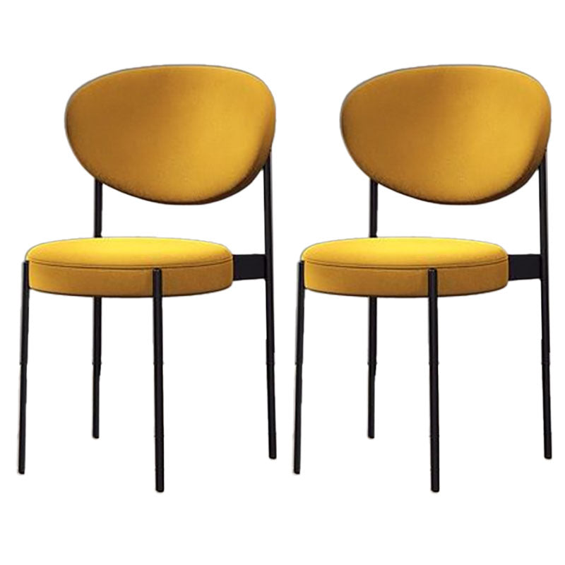 Modern Style Metal Chair Open Back Dining Side Chair with Upholstered Yellow 2 Piece Set Clearhalo 'Dining Chairs' 'Dining Tables & Seating' 'dining_chair' 'furn' 'furn_dining_chair' 'Furniture' 'furniture_dining_chair' 'Kitchen & Dining Furniture' 4819217