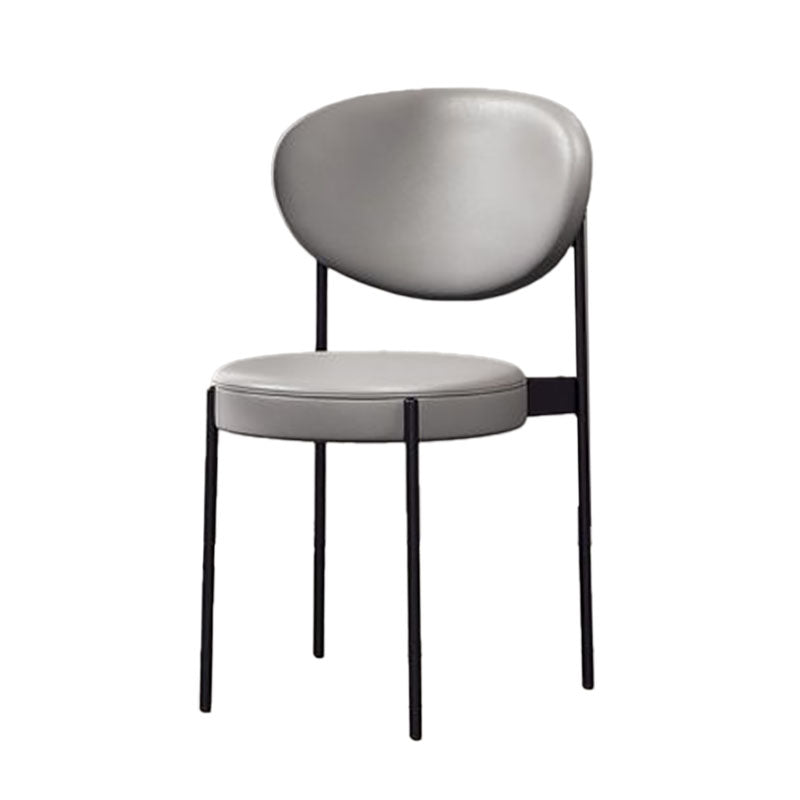 Modern Style Metal Chair Open Back Dining Side Chair with Upholstered Light Gray 1 Piece Clearhalo 'Dining Chairs' 'Dining Tables & Seating' 'dining_chair' 'furn' 'furn_dining_chair' 'Furniture' 'furniture_dining_chair' 'Kitchen & Dining Furniture' 4819219