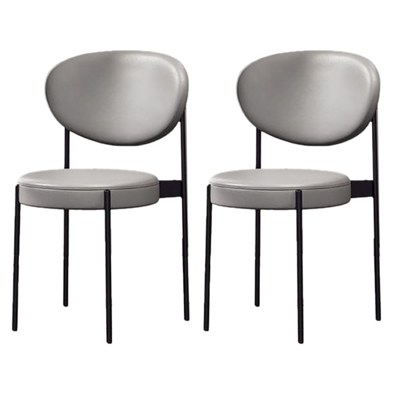 Modern Style Metal Chair Open Back Dining Side Chair with Upholstered Light Gray 2 Piece Set Clearhalo 'Dining Chairs' 'Dining Tables & Seating' 'dining_chair' 'furn' 'furn_dining_chair' 'Furniture' 'furniture_dining_chair' 'Kitchen & Dining Furniture' 4819220