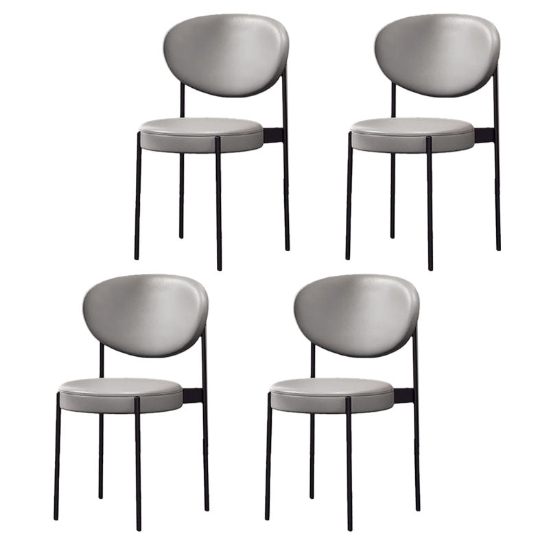 Modern Style Metal Chair Open Back Dining Side Chair with Upholstered Light Gray 4 Piece Set Clearhalo 'Dining Chairs' 'Dining Tables & Seating' 'dining_chair' 'furn' 'furn_dining_chair' 'Furniture' 'furniture_dining_chair' 'Kitchen & Dining Furniture' 4819221