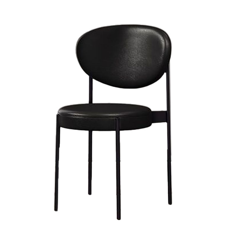 Modern Style Metal Chair Open Back Dining Side Chair with Upholstered Gloss Black 1 Piece Clearhalo 'Dining Chairs' 'Dining Tables & Seating' 'dining_chair' 'furn' 'furn_dining_chair' 'Furniture' 'furniture_dining_chair' 'Kitchen & Dining Furniture' 4819222