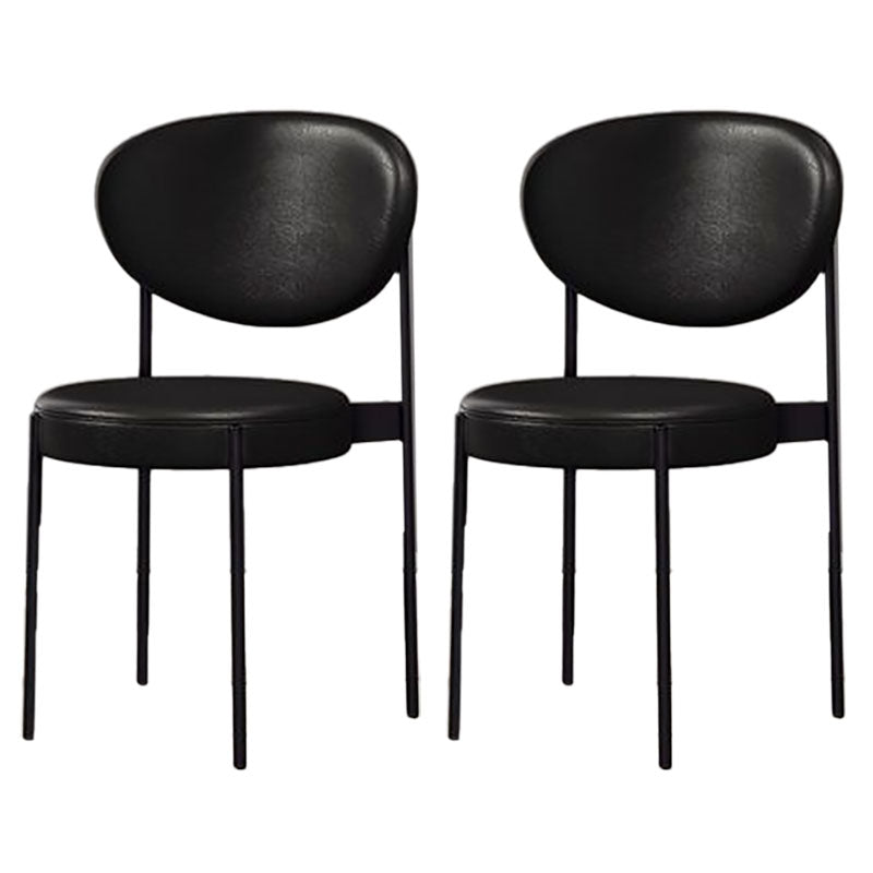 Modern Style Metal Chair Open Back Dining Side Chair with Upholstered Gloss Black 2 Piece Set Clearhalo 'Dining Chairs' 'Dining Tables & Seating' 'dining_chair' 'furn' 'furn_dining_chair' 'Furniture' 'furniture_dining_chair' 'Kitchen & Dining Furniture' 4819223