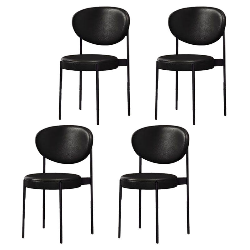 Modern Style Metal Chair Open Back Dining Side Chair with Upholstered Gloss Black 4 Piece Set Clearhalo 'Dining Chairs' 'Dining Tables & Seating' 'dining_chair' 'furn' 'furn_dining_chair' 'Furniture' 'furniture_dining_chair' 'Kitchen & Dining Furniture' 4819224