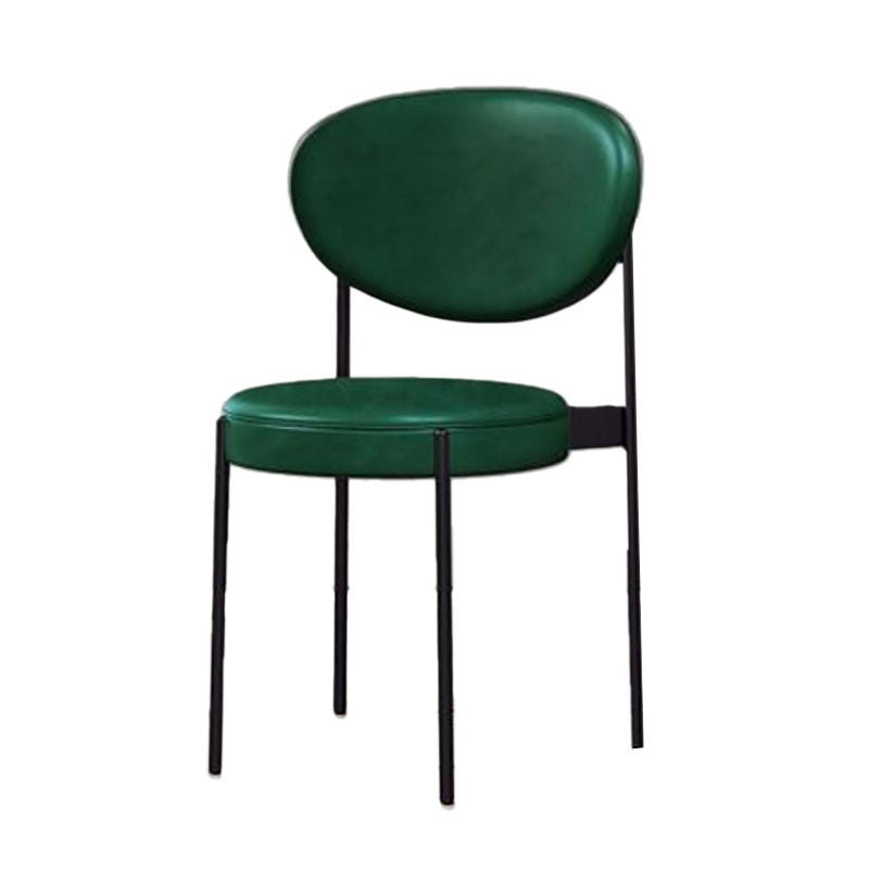 Modern Style Metal Chair Open Back Dining Side Chair with Upholstered Green 1 Piece Clearhalo 'Dining Chairs' 'Dining Tables & Seating' 'dining_chair' 'furn' 'furn_dining_chair' 'Furniture' 'furniture_dining_chair' 'Kitchen & Dining Furniture' 4819225