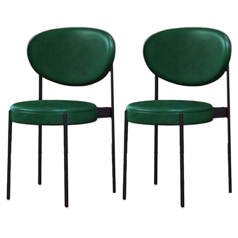 Modern Style Metal Chair Open Back Dining Side Chair with Upholstered Green 2 Piece Set Clearhalo 'Dining Chairs' 'Dining Tables & Seating' 'dining_chair' 'furn' 'furn_dining_chair' 'Furniture' 'furniture_dining_chair' 'Kitchen & Dining Furniture' 4819226