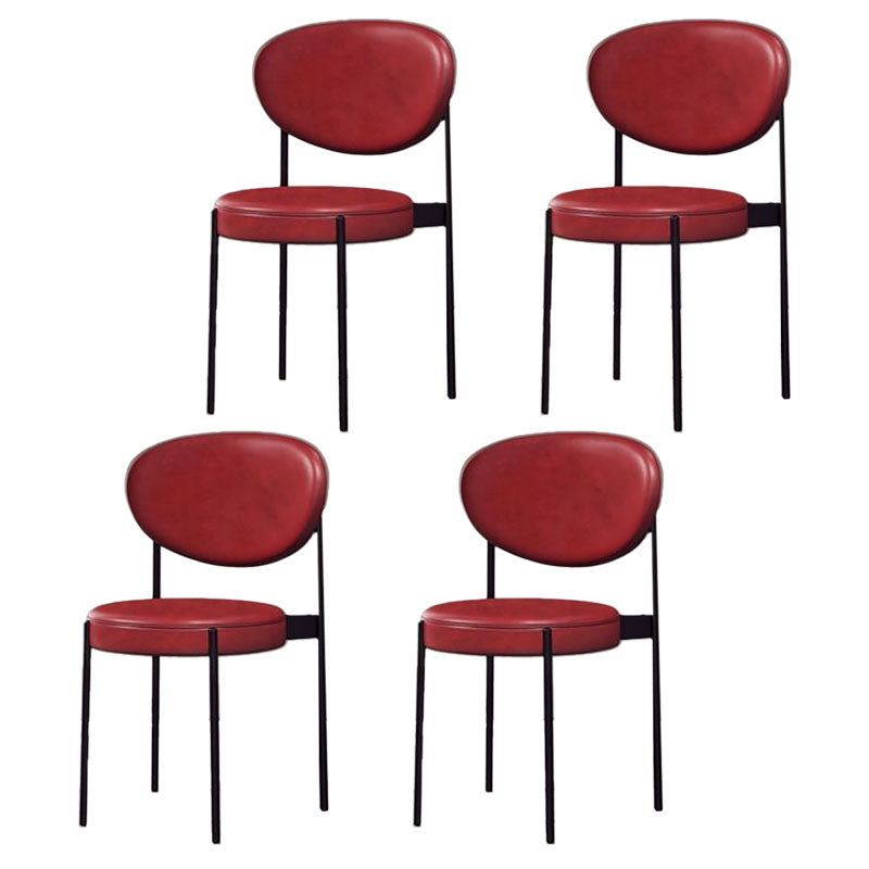 Modern Style Metal Chair Open Back Dining Side Chair with Upholstered Red 4 Piece Set Clearhalo 'Dining Chairs' 'Dining Tables & Seating' 'dining_chair' 'furn' 'furn_dining_chair' 'Furniture' 'furniture_dining_chair' 'Kitchen & Dining Furniture' 4819230