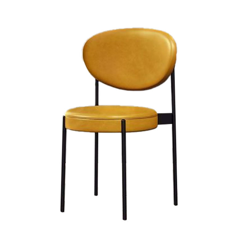 Modern Style Metal Chair Open Back Dining Side Chair with Upholstered Ginger 1 Piece Clearhalo 'Dining Chairs' 'Dining Tables & Seating' 'dining_chair' 'furn' 'furn_dining_chair' 'Furniture' 'furniture_dining_chair' 'Kitchen & Dining Furniture' 4819231