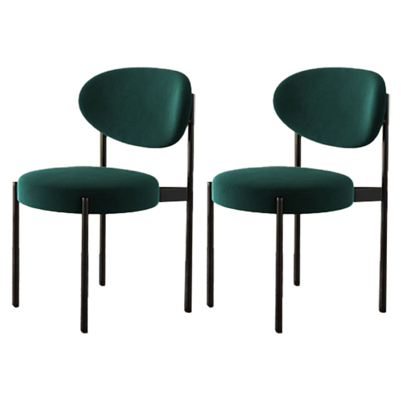 Modern Style Metal Chair Open Back Dining Side Chair with Upholstered Blackish Green 2 Piece Set Clearhalo 'Dining Chairs' 'Dining Tables & Seating' 'dining_chair' 'furn' 'furn_dining_chair' 'Furniture' 'furniture_dining_chair' 'Kitchen & Dining Furniture' 4819235