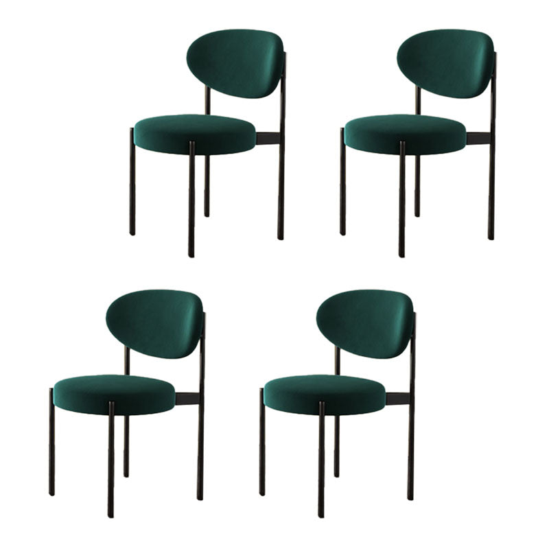 Modern Style Metal Chair Open Back Dining Side Chair with Upholstered Blackish Green 4 Piece Set Clearhalo 'Dining Chairs' 'Dining Tables & Seating' 'dining_chair' 'furn' 'furn_dining_chair' 'Furniture' 'furniture_dining_chair' 'Kitchen & Dining Furniture' 4819236