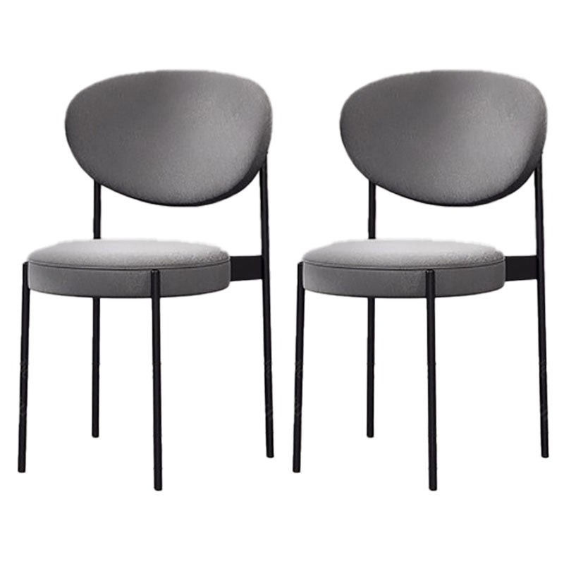 Modern Style Metal Chair Open Back Dining Side Chair with Upholstered Grey 2 Piece Set Clearhalo 'Dining Chairs' 'Dining Tables & Seating' 'dining_chair' 'furn' 'furn_dining_chair' 'Furniture' 'furniture_dining_chair' 'Kitchen & Dining Furniture' 4819238