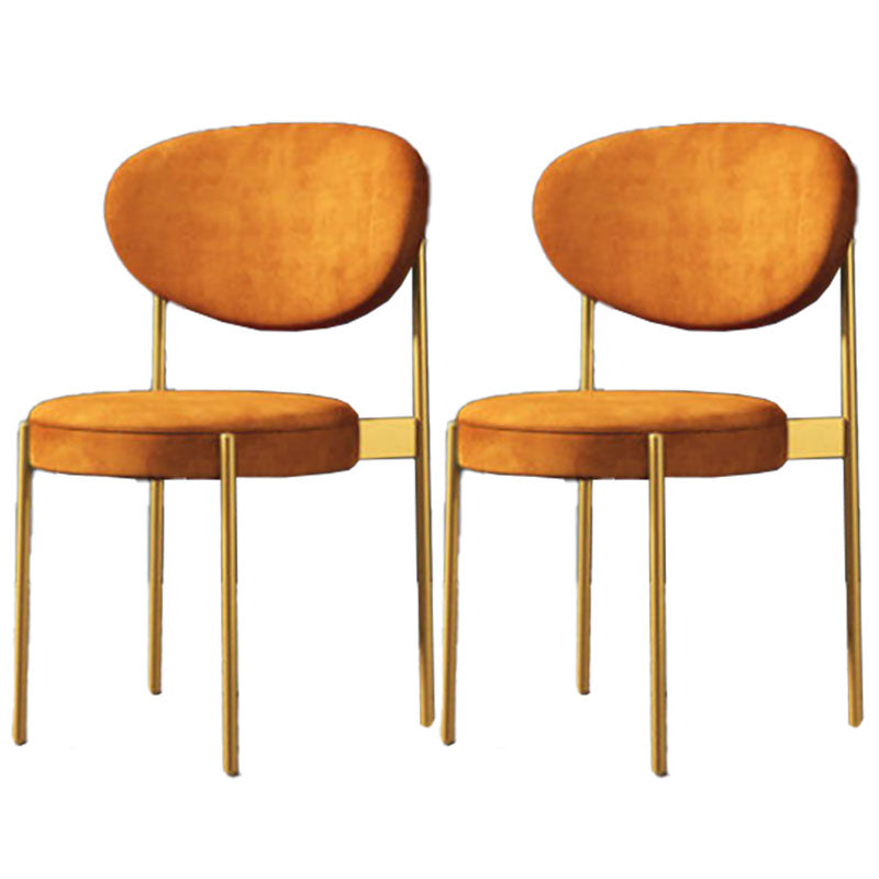 Modern Style Metal Chair Open Back Dining Side Chair with Upholstered Orange 2 Piece Set Clearhalo 'Dining Chairs' 'Dining Tables & Seating' 'dining_chair' 'furn' 'furn_dining_chair' 'Furniture' 'furniture_dining_chair' 'Kitchen & Dining Furniture' 4819241
