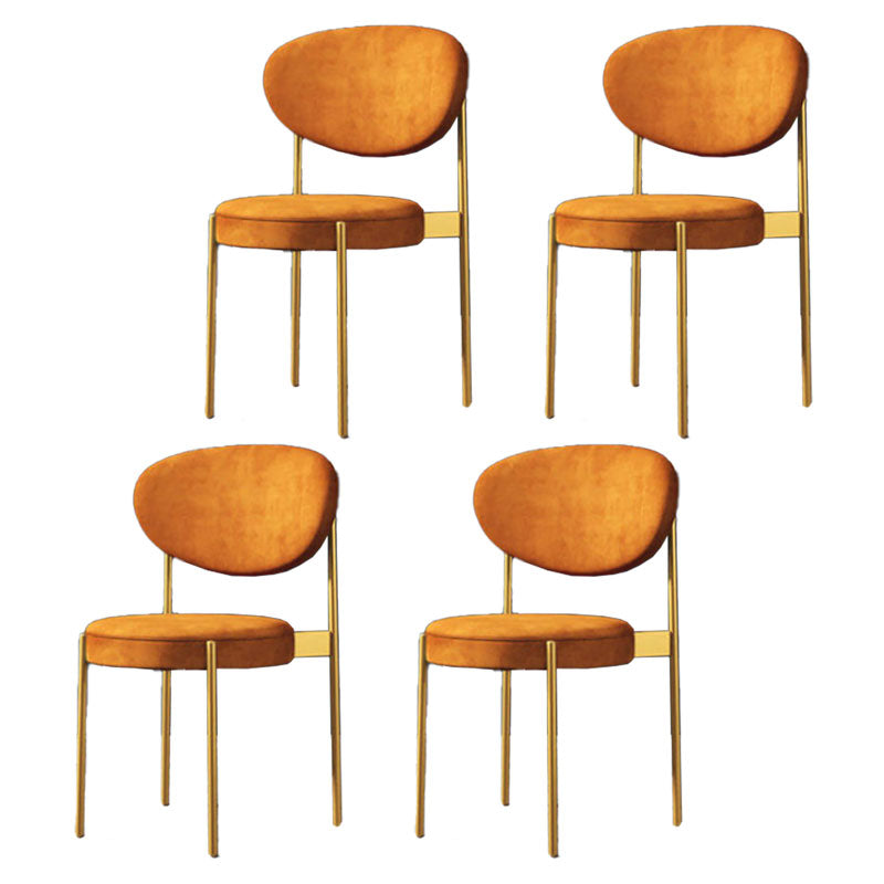 Modern Style Metal Chair Open Back Dining Side Chair with Upholstered Orange 4 Piece Set Clearhalo 'Dining Chairs' 'Dining Tables & Seating' 'dining_chair' 'furn' 'furn_dining_chair' 'Furniture' 'furniture_dining_chair' 'Kitchen & Dining Furniture' 4819242