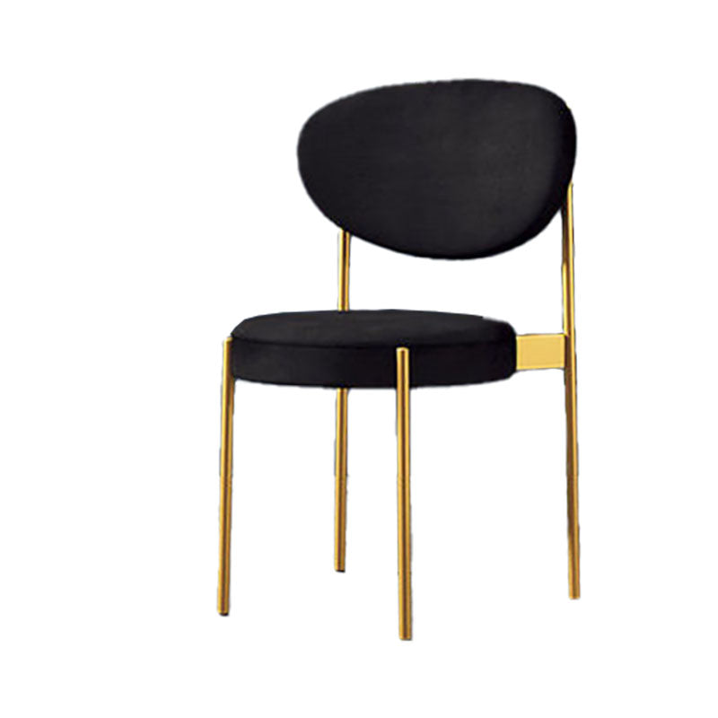 Modern Style Metal Chair Open Back Dining Side Chair with Upholstered Gold-Black 1 Piece Clearhalo 'Dining Chairs' 'Dining Tables & Seating' 'dining_chair' 'furn' 'furn_dining_chair' 'Furniture' 'furniture_dining_chair' 'Kitchen & Dining Furniture' 4819243