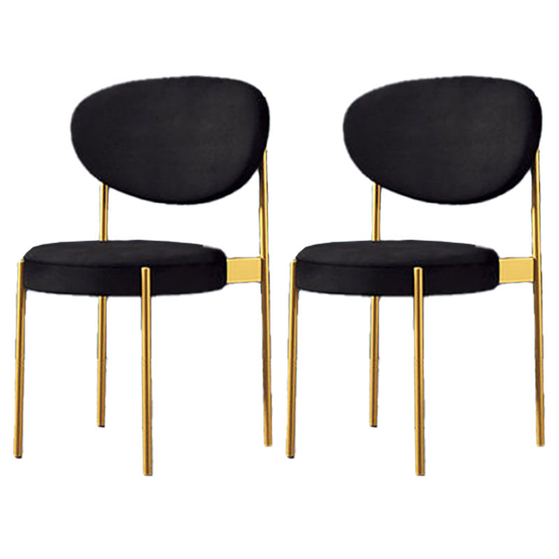 Modern Style Metal Chair Open Back Dining Side Chair with Upholstered Gold-Black 2 Piece Set Clearhalo 'Dining Chairs' 'Dining Tables & Seating' 'dining_chair' 'furn' 'furn_dining_chair' 'Furniture' 'furniture_dining_chair' 'Kitchen & Dining Furniture' 4819244