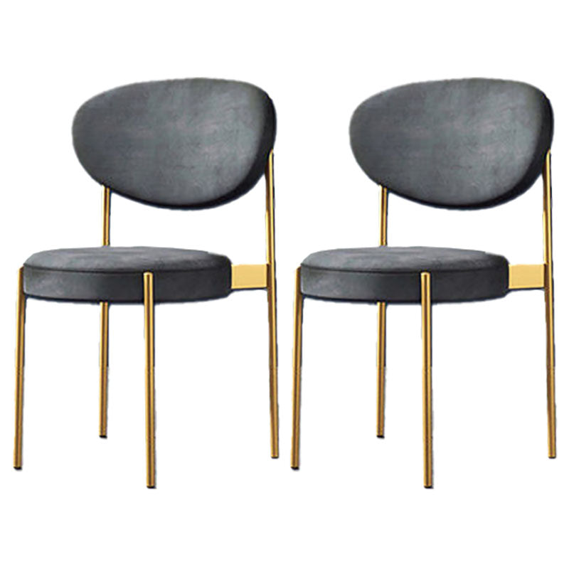 Modern Style Metal Chair Open Back Dining Side Chair with Upholstered Dark Gray 2 Piece Set Clearhalo 'Dining Chairs' 'Dining Tables & Seating' 'dining_chair' 'furn' 'furn_dining_chair' 'Furniture' 'furniture_dining_chair' 'Kitchen & Dining Furniture' 4819247